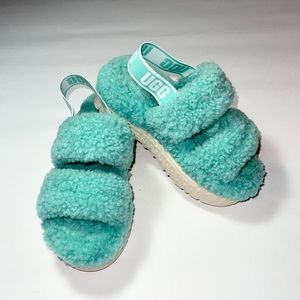 Turquoise/Teal UGG Slippers/Sandals with hard bottom NWO/B